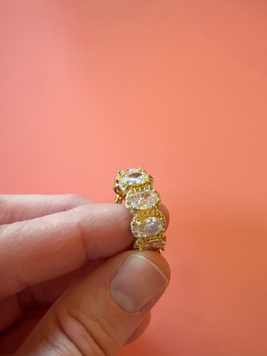 None Jewelry - Gold-tone ring with oval stones